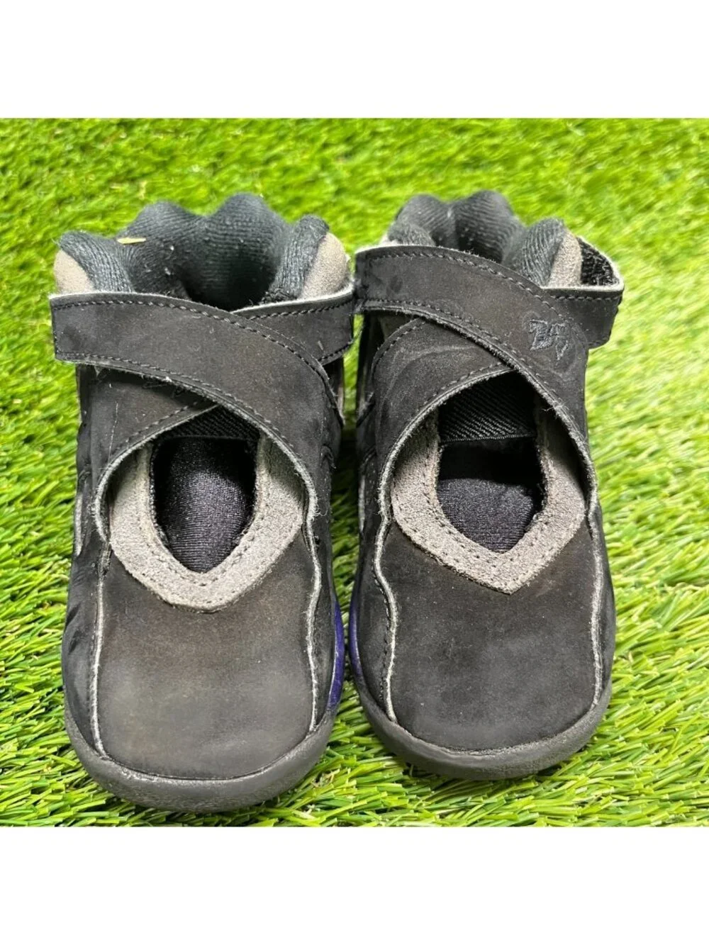 Nike Air Jordan 8 Retro Toddler Size 7C Black Gray Blue Athletic Shoes Sneakers